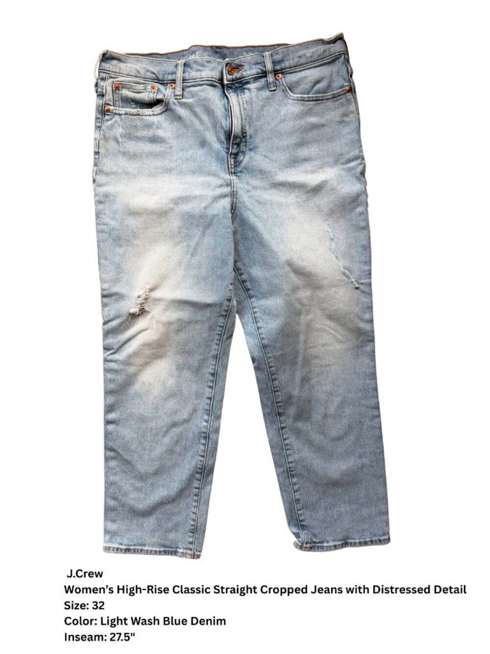 J.Crew Women’s High-Rise Classic Straight Cropped Jeans, Size 32